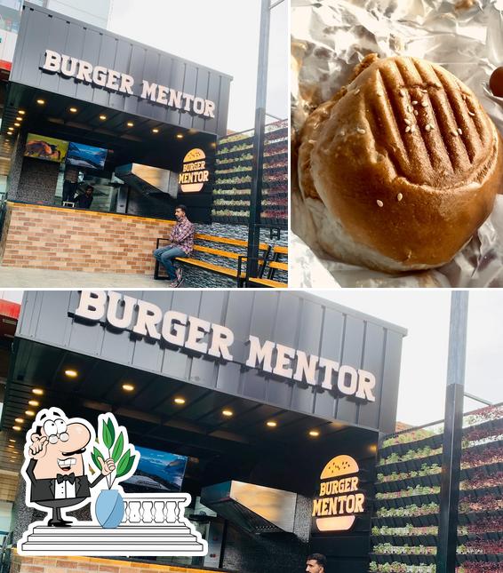Check out the image depicting exterior and food at Burger Mentor