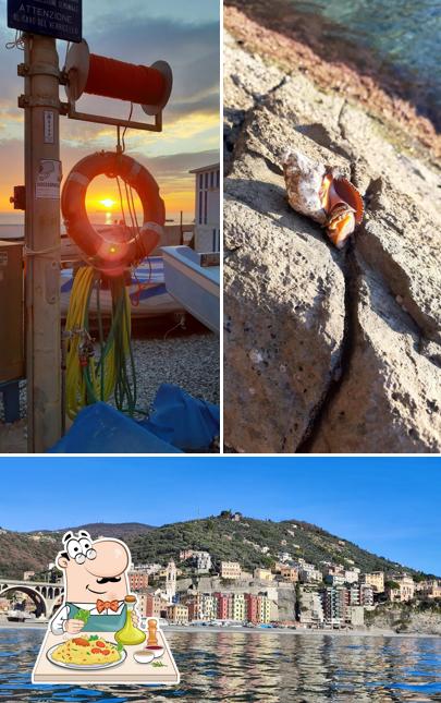 Tra le varie cose da Sori - spiaggia libera si possono trovare la cibo e esterno