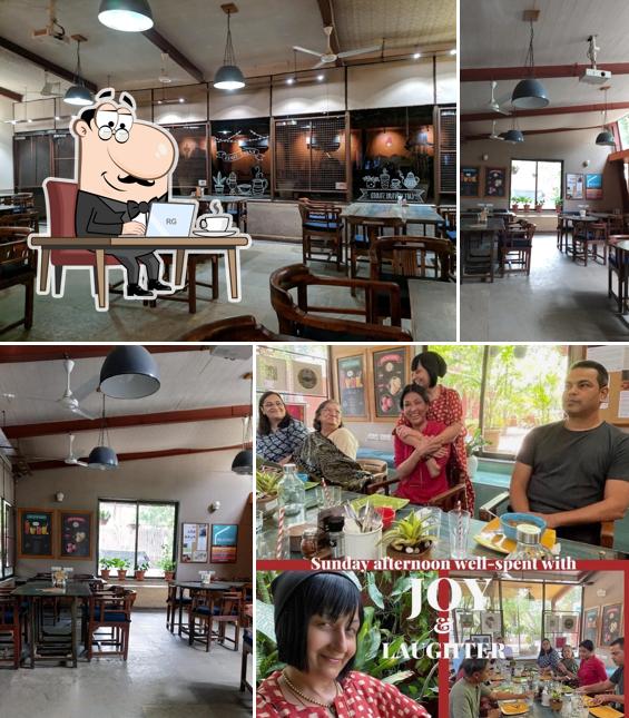 Take a seat at one of the tables at Café Venture Studio