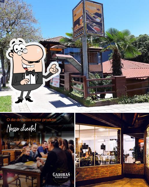 Esta é a ilustração ilustrando interior e exterior a Gariba's Restaurante e Lancheria