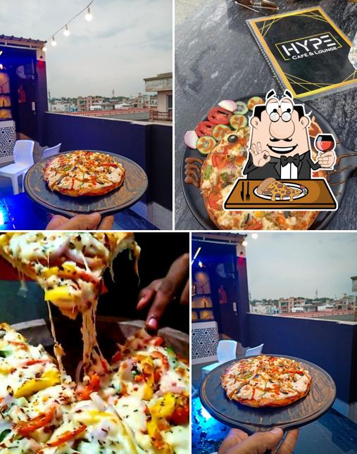 Try out pizza at Hype Rooftop Cafe Lounge