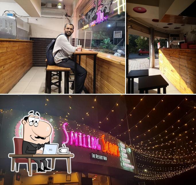 The interior of Smiling Scoops.Ice-cream Dessert Hub