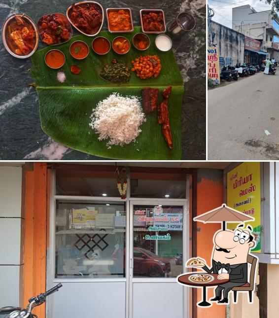 This is the picture depicting exterior and food at Mini Priya Mess