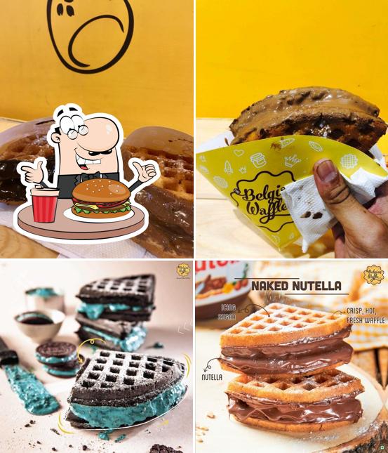 Get a burger at The Belgian Waffle Co