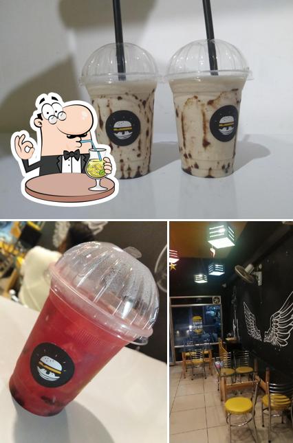 Among different things one can find drink and interior at Burger Nest
