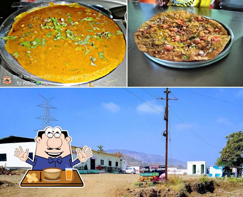 This is the picture depicting food and exterior at Chul-Aangan Hotel