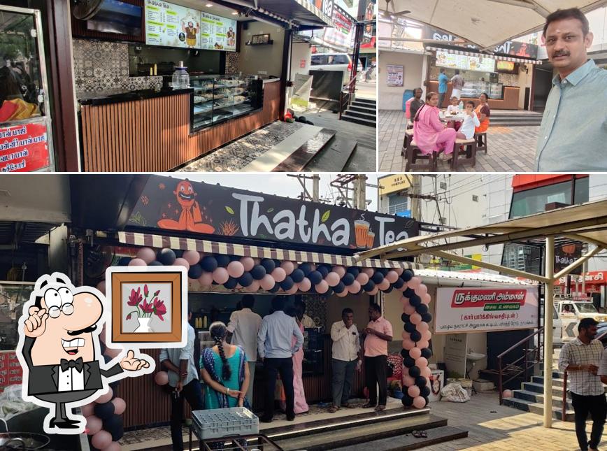 Check out the image depicting interior and food at Thatha Tea