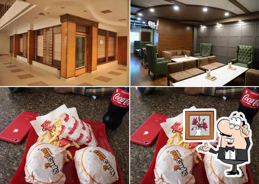The restaurant's interior and food