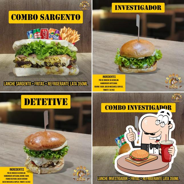 Os hambúrgueres do GENERAL DOG Lanches irão satisfazer diferentes gostos
