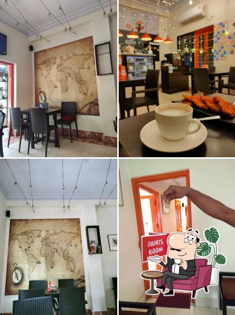 Take a seat at one of the tables at Café Courting Coffees
