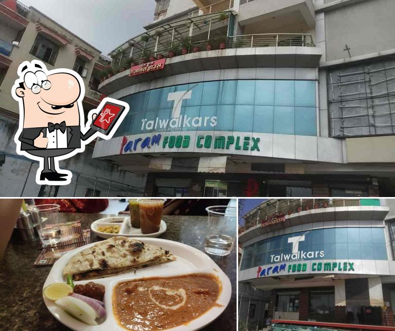 The restaurant's exterior and dining table