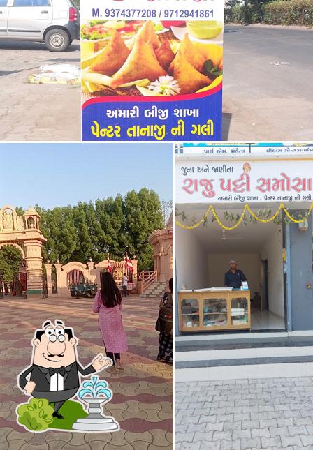 Among various things one can find exterior and food at Raju patti Samosa (Karelibaug)