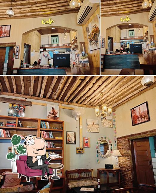 Take a seat at one of the tables at Euro Café