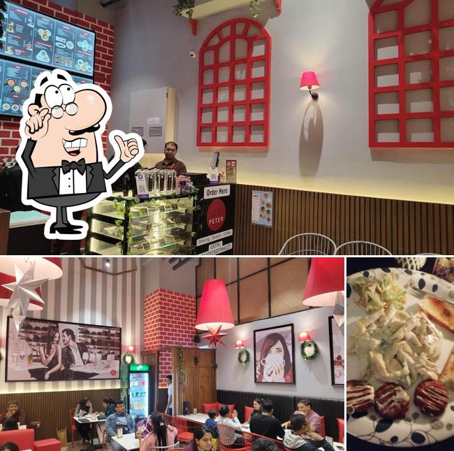 The photo of Café Peter’s interior and food