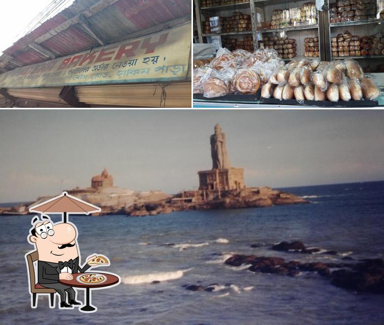 The photo of exterior and food at Jyotsna Bakery