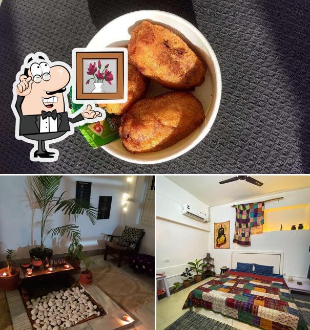 The restaurant's interior and food