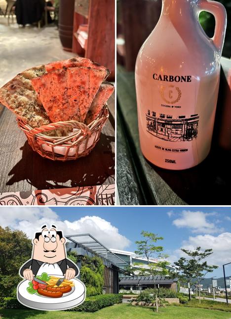 Esta é a ilustração ilustrando comida e exterior a Carbone Pizzeria
