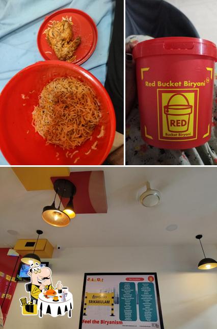This is the picture depicting food and interior at Red Bucket Biryani Srikakulam