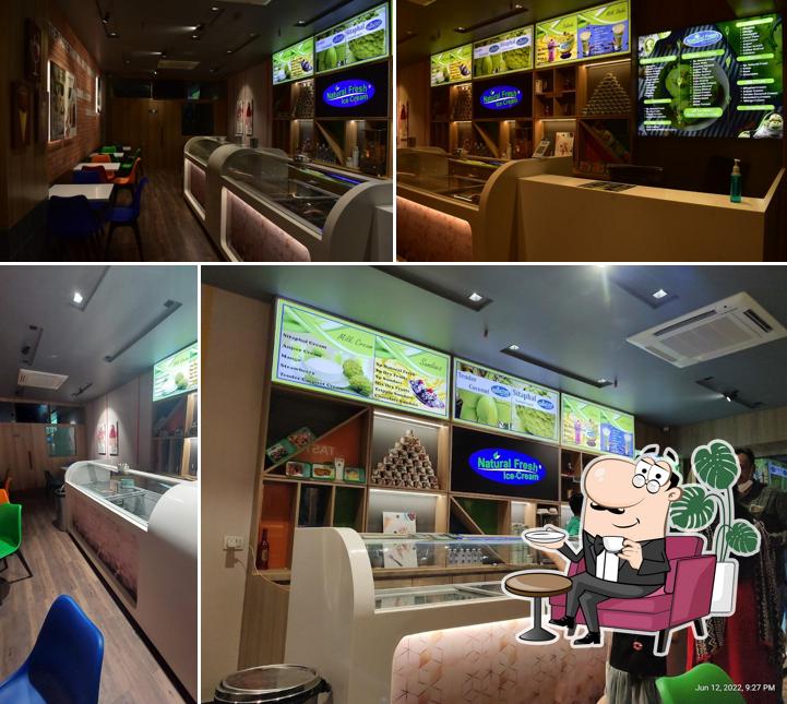 Take a seat at one of the tables at Natural Fresh Ice Cream