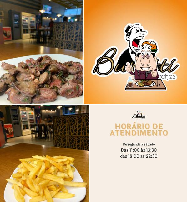 Prove refeições de carne no Buratti Lanches