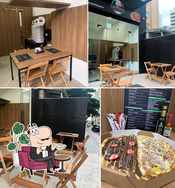 O interior do Grã-Fina pizzaria