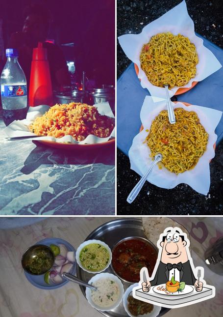 This is the image depicting food and beer at Night Riders