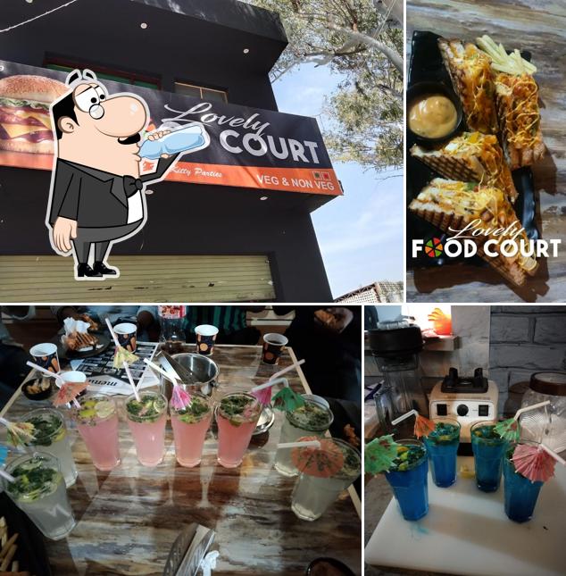 Take a look at the image showing drink and food at Lovely foodcourt