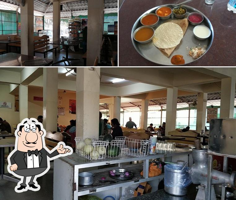 The restaurant's interior and food