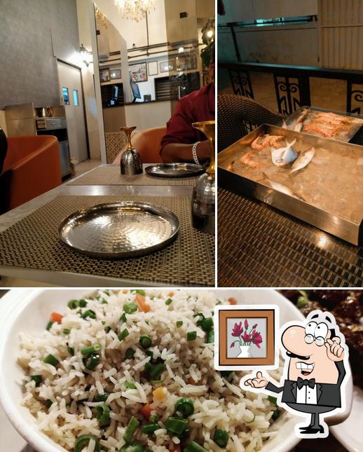 The restaurant's interior and food
