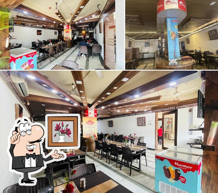The interior of Dwarkamai Restaurant