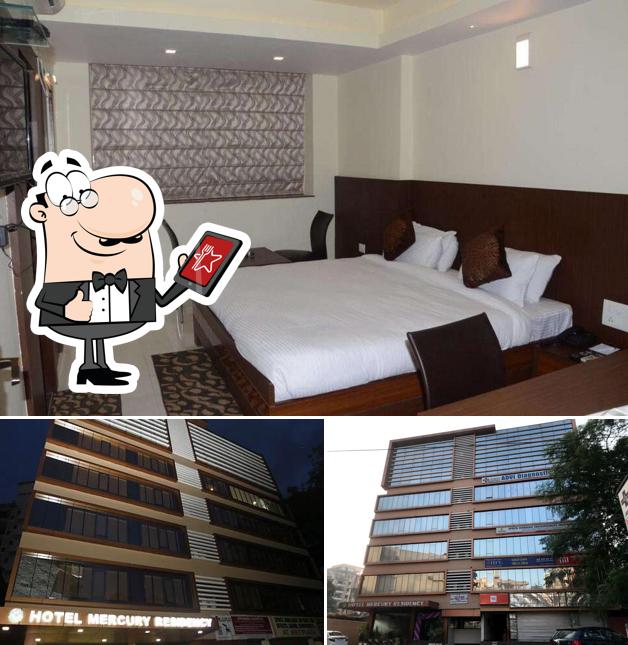 Among various things one can find exterior and interior at Hotel Mercury Residency