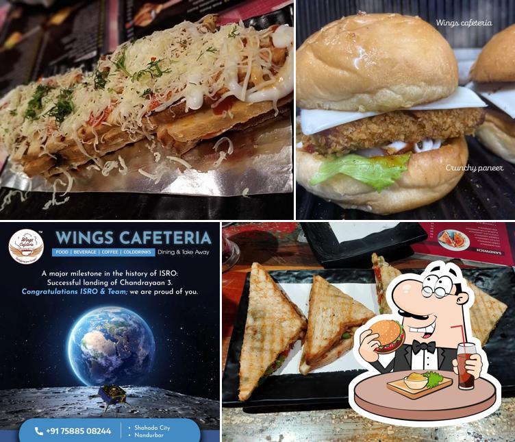 Hamburger at Wings cafeteria