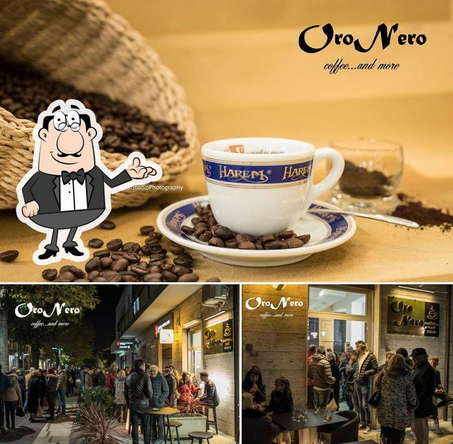 Questa è la foto che presenta la interni e cibo di Oro Nero