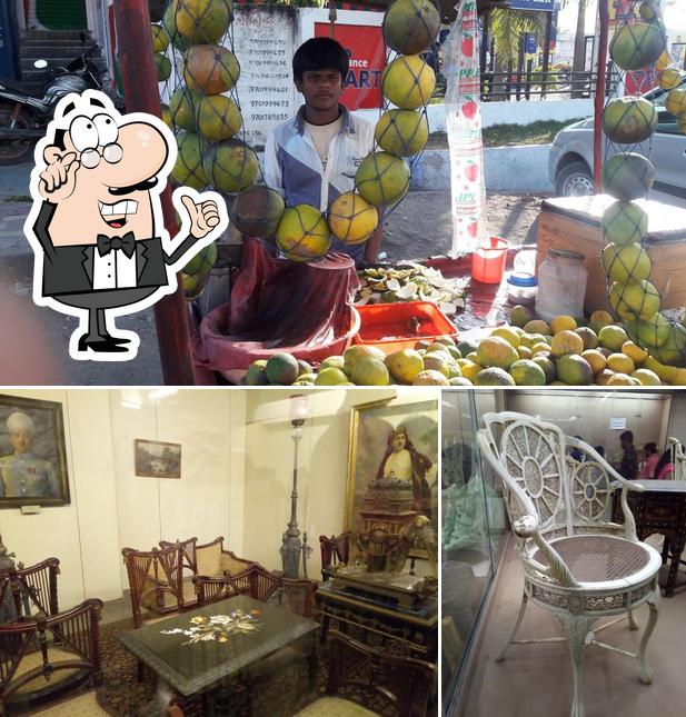 This is the image depicting interior and food at Sangeet Hotel