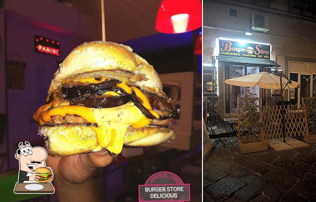 Prova uno dei tipi di hamburger serviti a Burger store delicious
