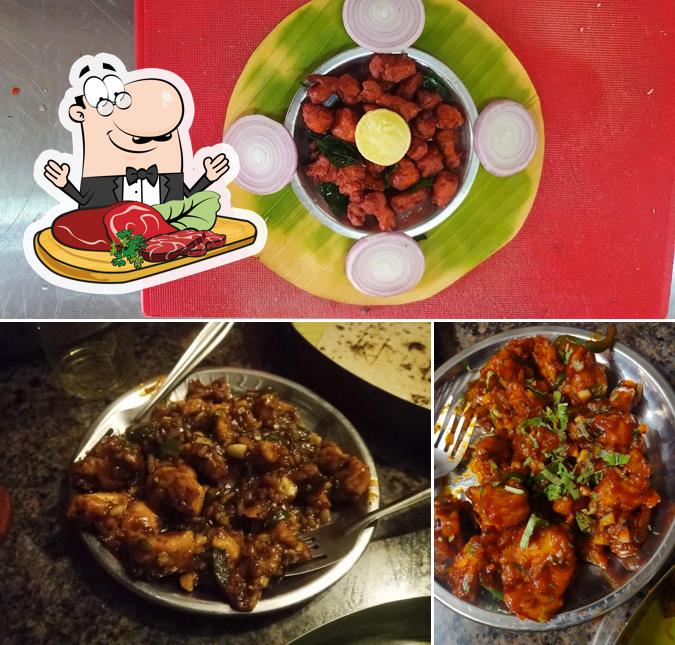 Meat dishes are served at Greenleaf Family Restaurant & Dhaba