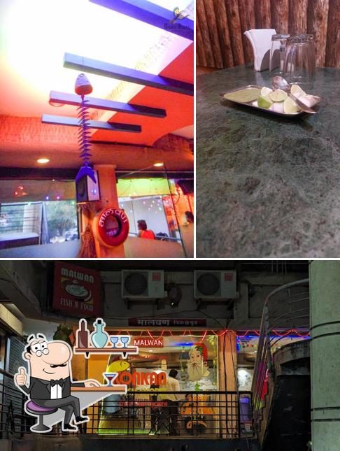 The restaurant's interior and food