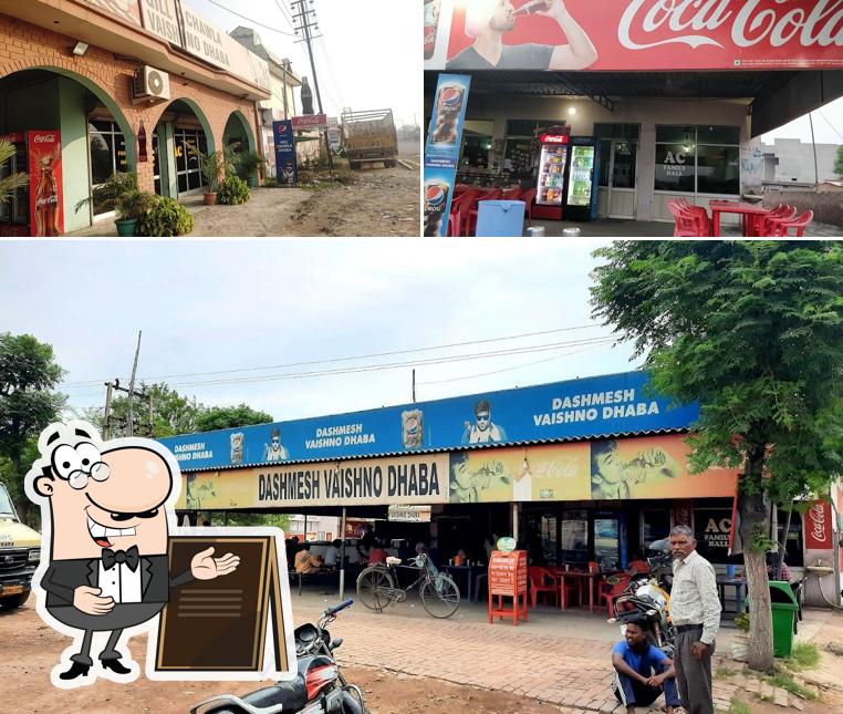 The image of exterior and interior at DASMESH VAISHNO DHABA