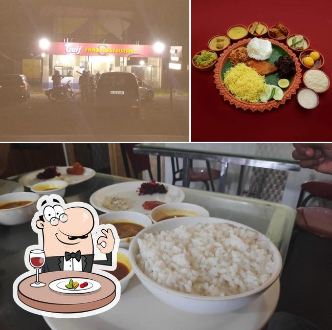 This is the image showing food and exterior at Gulf family restaurant, mogral