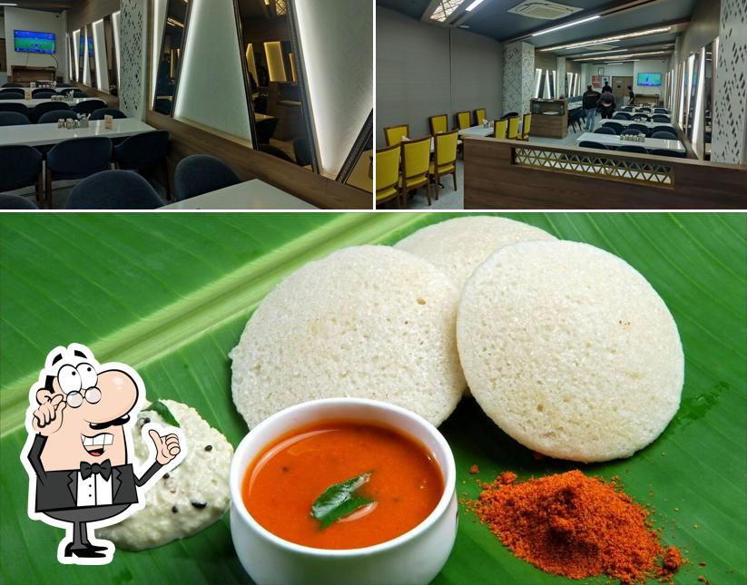 The restaurant's interior and food