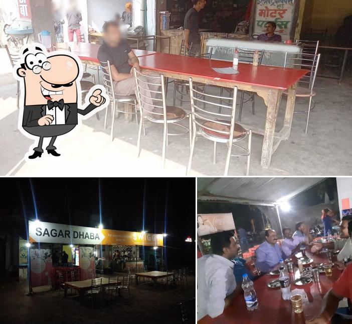 This is the picture displaying interior and bar counter at Sagar Dhaba