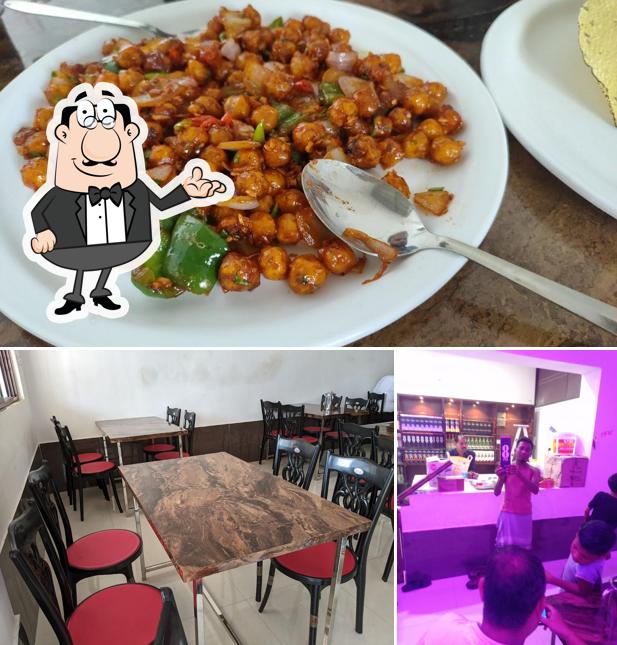 The picture of interior and food at City garden Bar & Restaurant