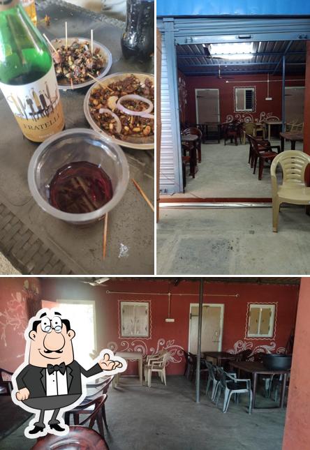The restaurant's interior and food