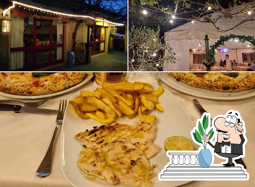 La esterno e cibo del ristorante