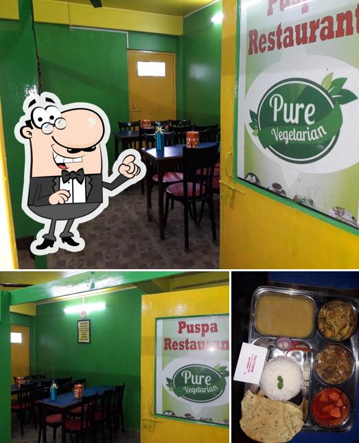 This is the picture displaying interior and food at Puspa Resturent
