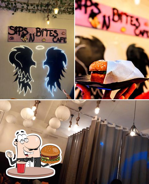 Try out a burger at Sip's 'N' Bite's cafe