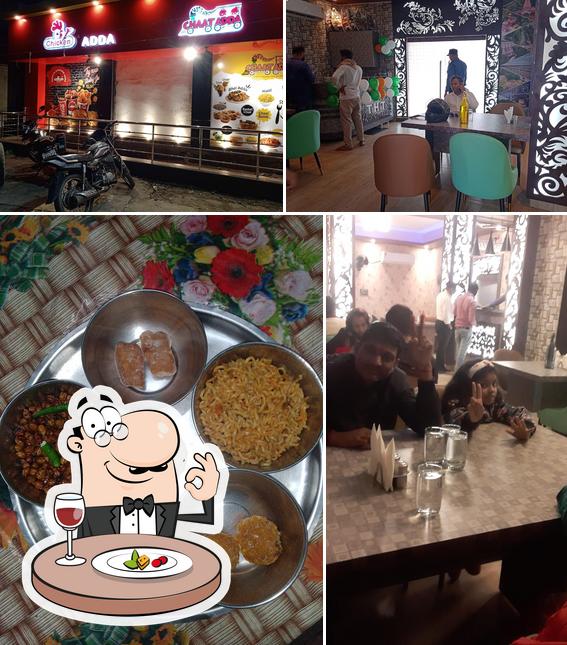 The restaurant's food and dining table