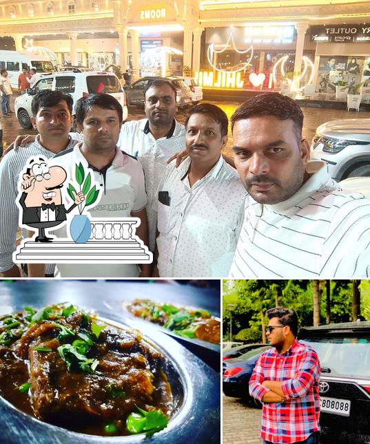 Among various things one can find exterior and food at Jhilmil Vaishno Dhaba