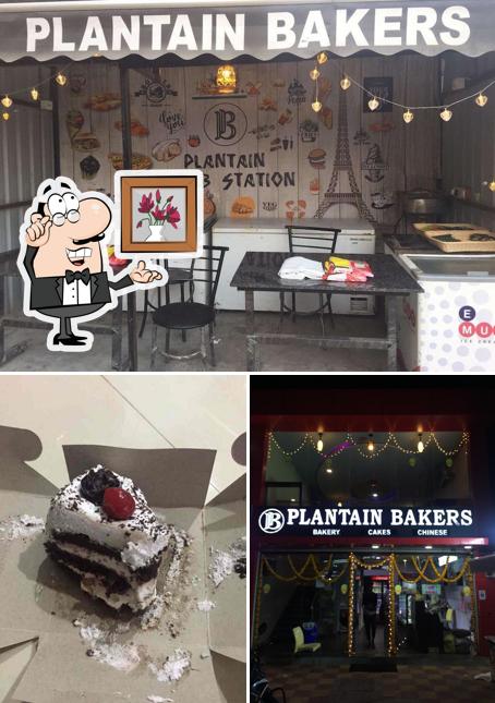 The picture of interior and cake at Plantain bakers