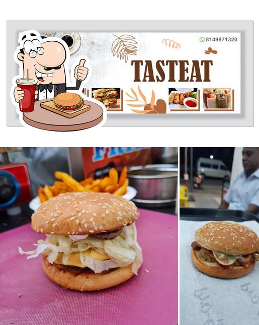 Order a burger at TastEat Cafe